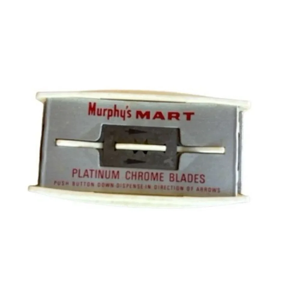 Murphy’s Mart Vintage Platinum Chrome Double Edged Blades Dispenser-1 New